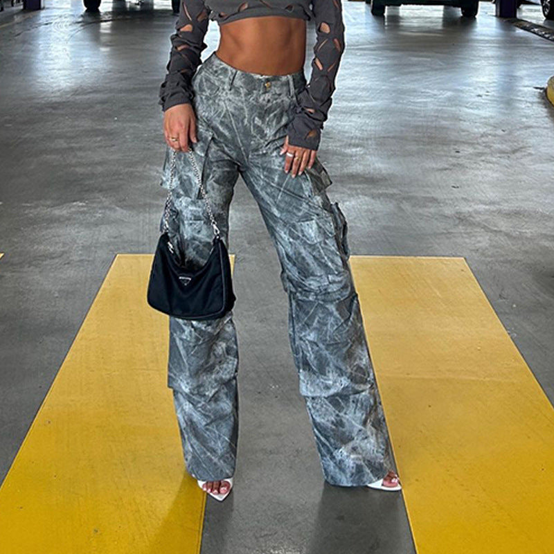 Straight pants trousers camouflage pants women's pants