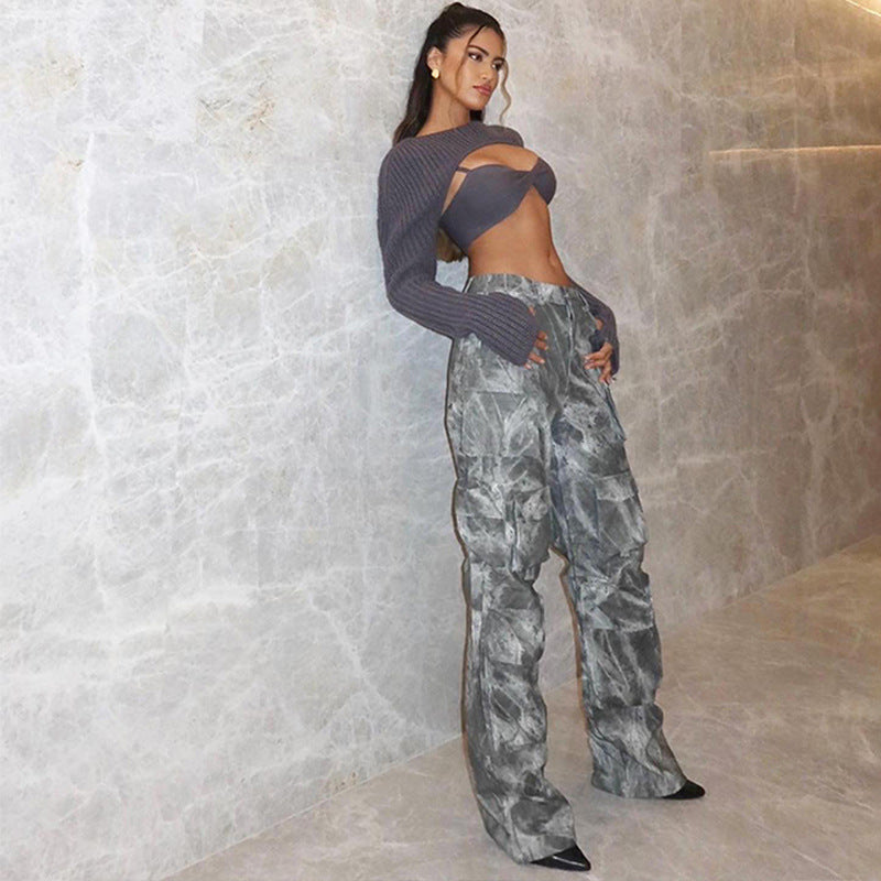 Straight pants trousers camouflage pants women's pants