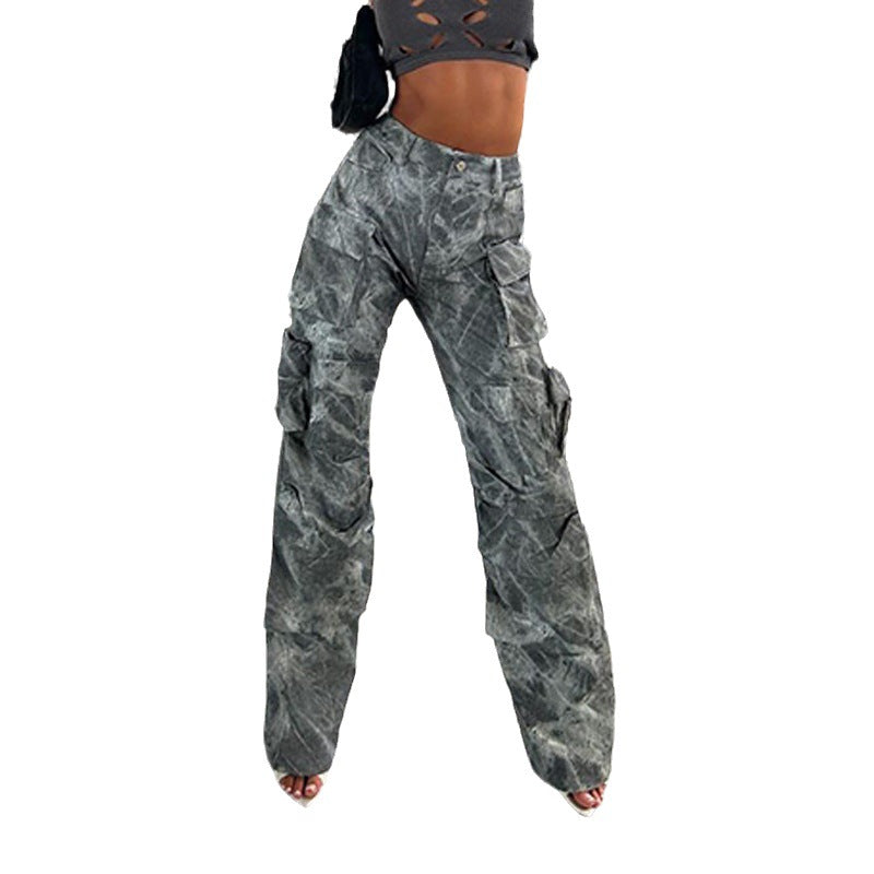 Straight pants trousers camouflage pants women's pants