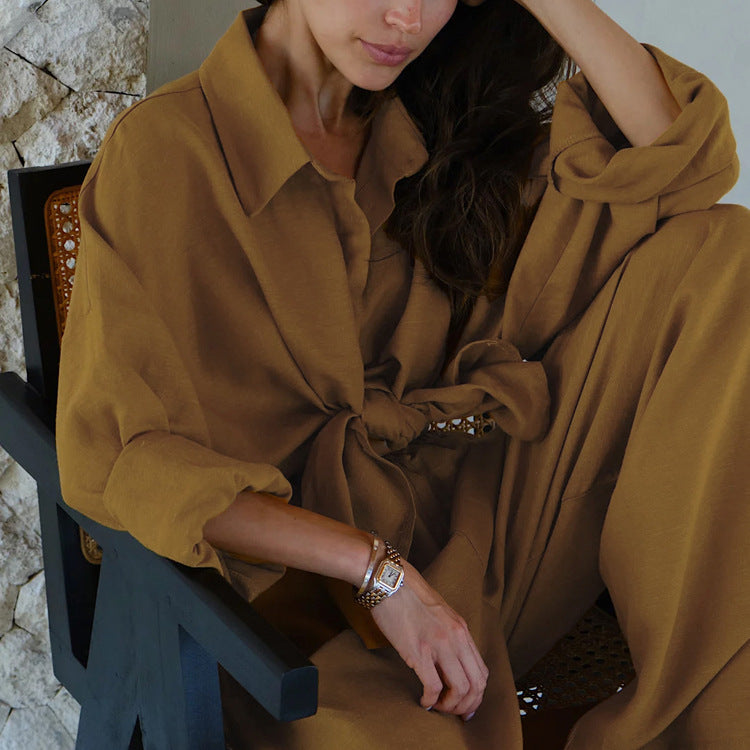 Linen shirt + straight pants set