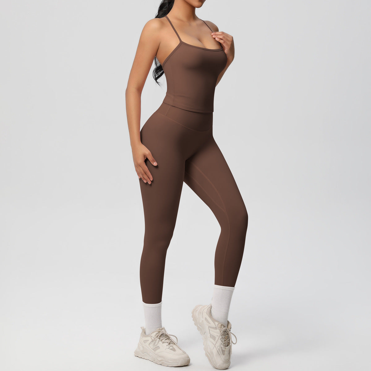 Belly-controlling high waist sports sling yoga suit