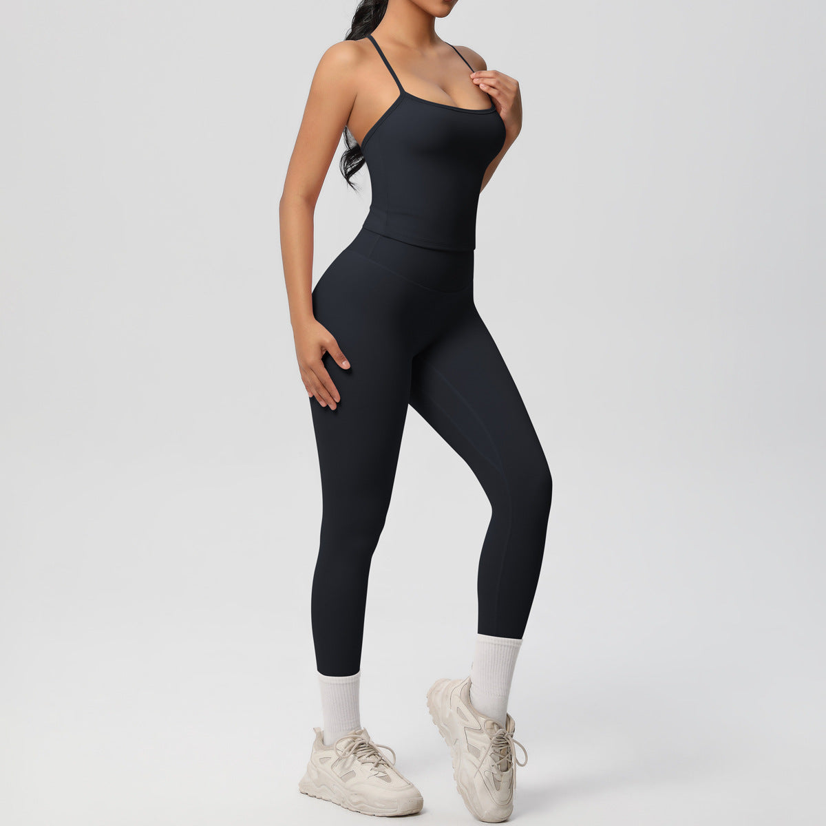 Belly-controlling high waist sports sling yoga suit