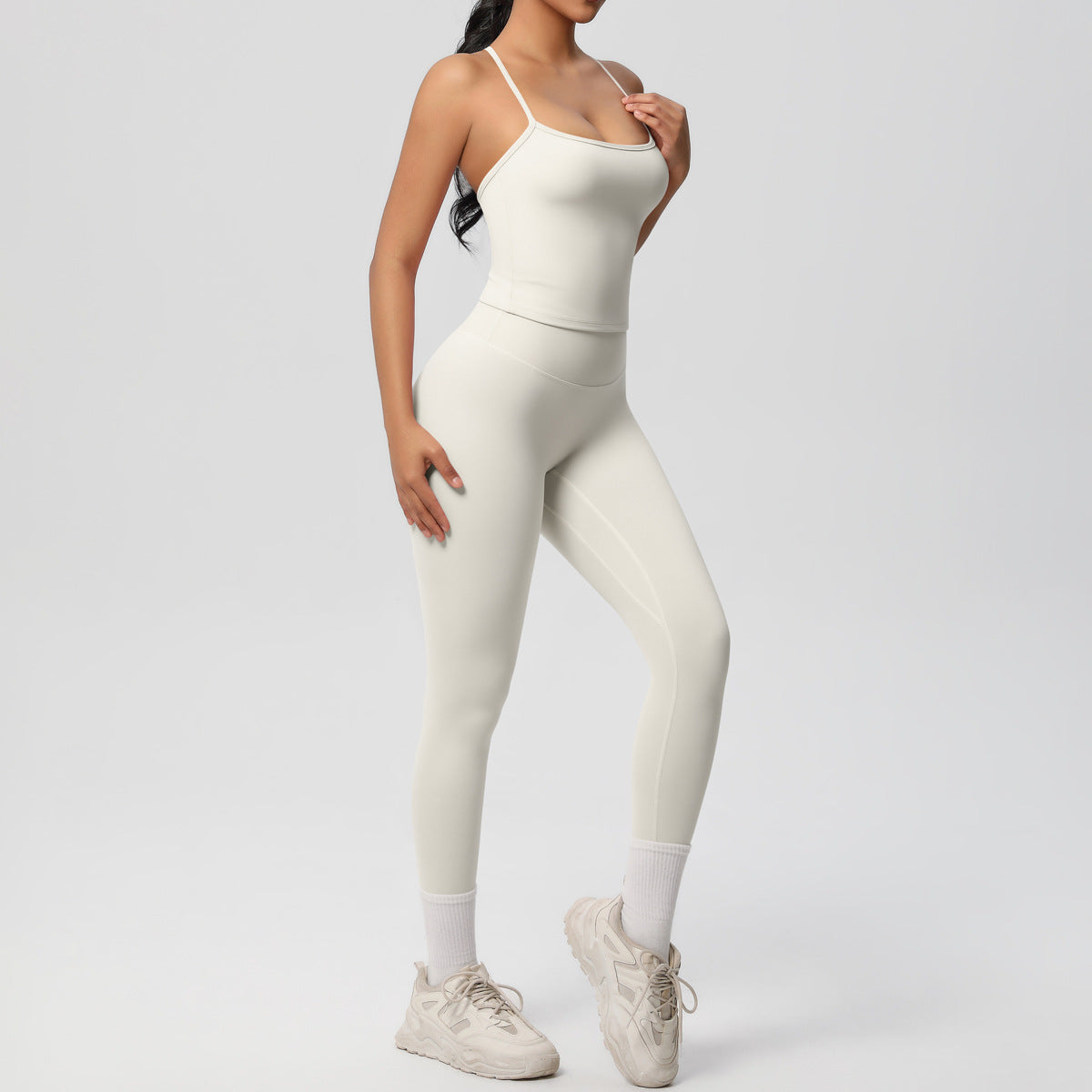 Belly-controlling high waist sports sling yoga suit
