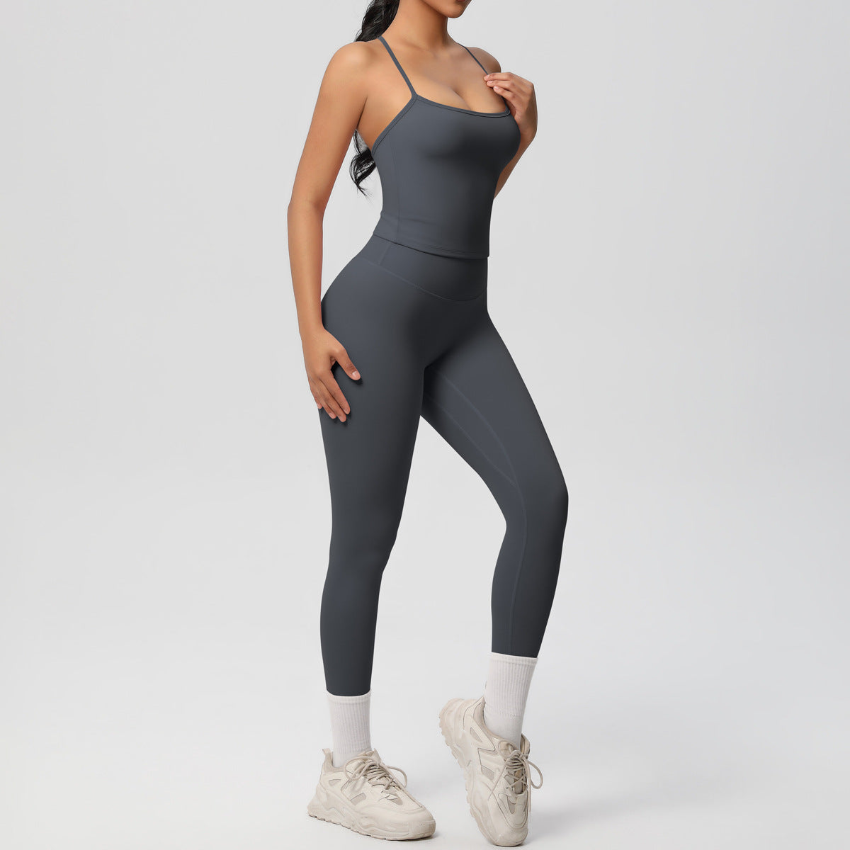 Belly-controlling high waist sports sling yoga suit