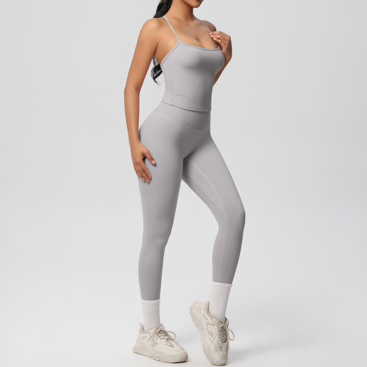 Belly-controlling high waist sports sling yoga suit