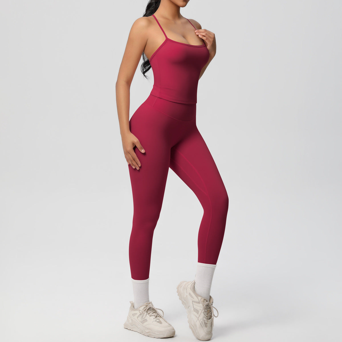 Belly-controlling high waist sports sling yoga suit