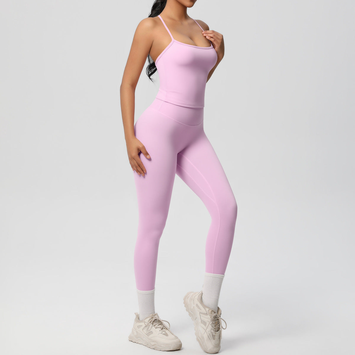 Belly-controlling high waist sports sling yoga suit
