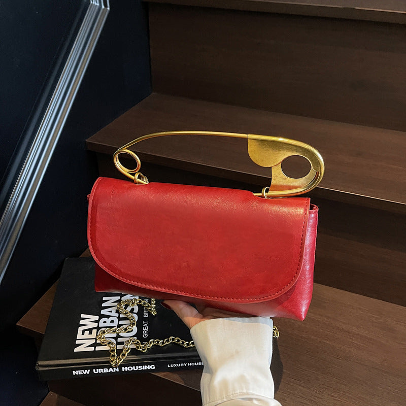 Women's paper clip bag handbag crossbody chain bag