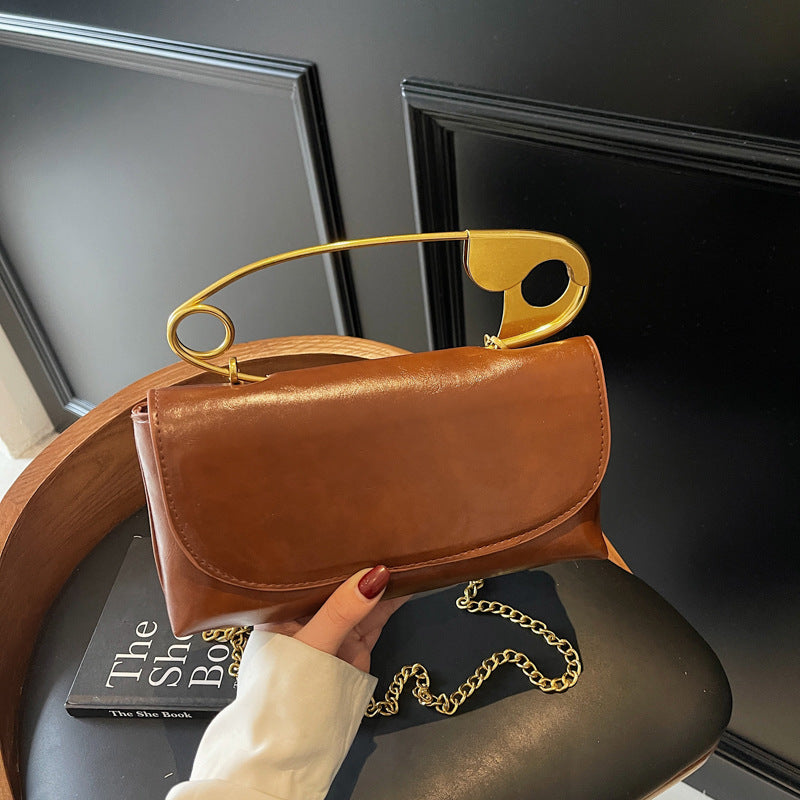Women's paper clip bag handbag crossbody chain bag