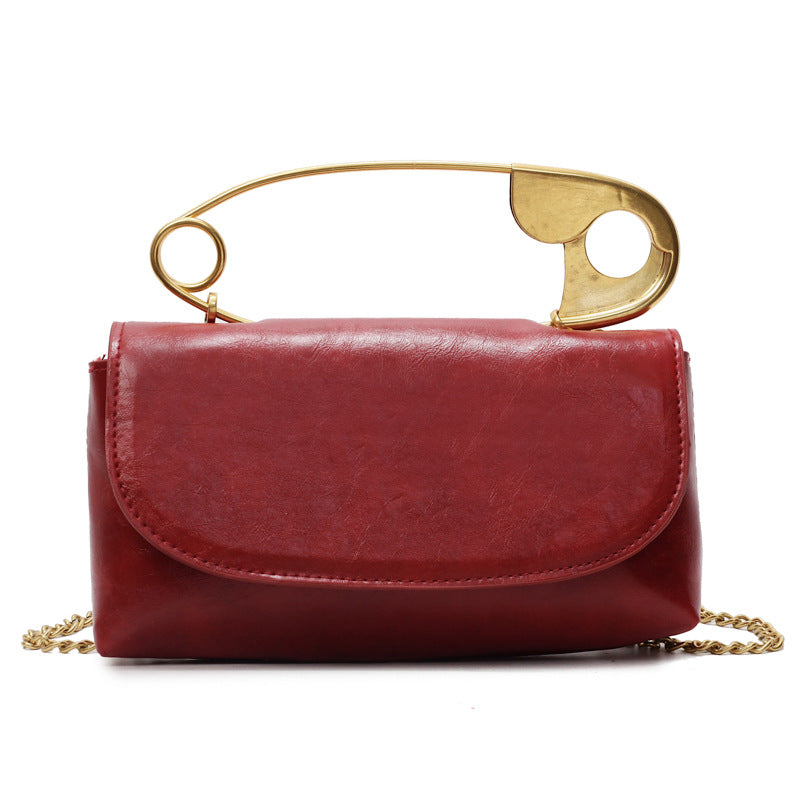 Women's paper clip bag handbag crossbody chain bag