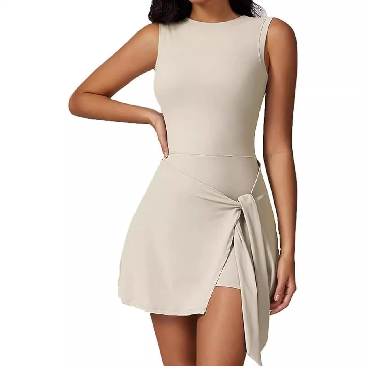 Fake two-piece anti-exposure tight sports dress