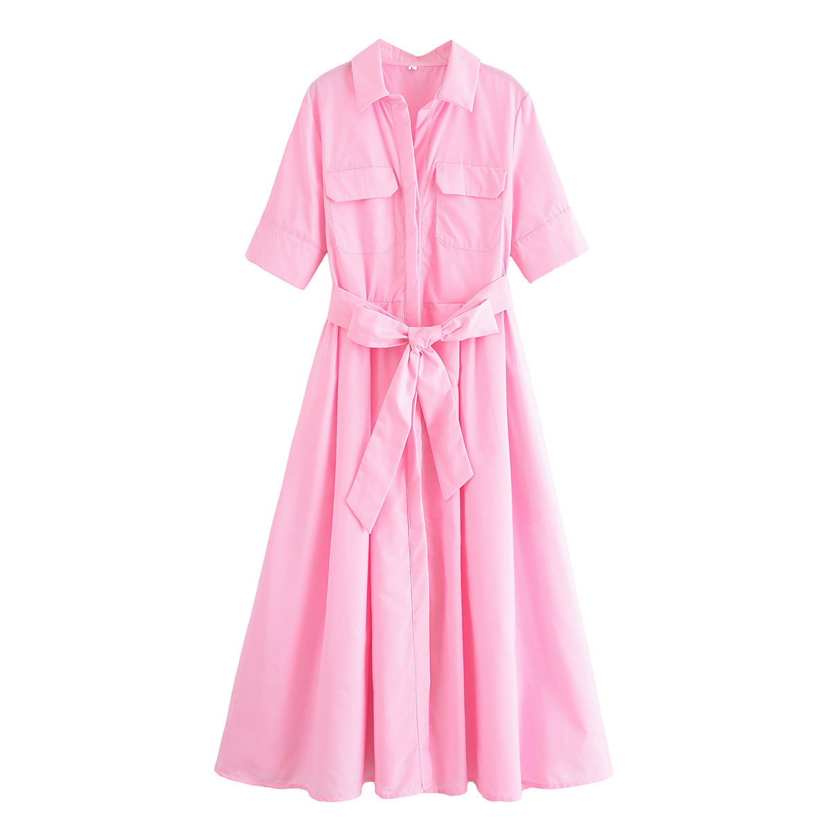 Short-sleeved elegant poplin dress