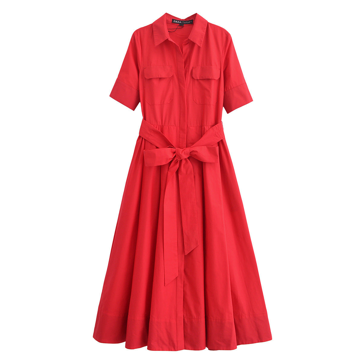 Short-sleeved elegant poplin dress