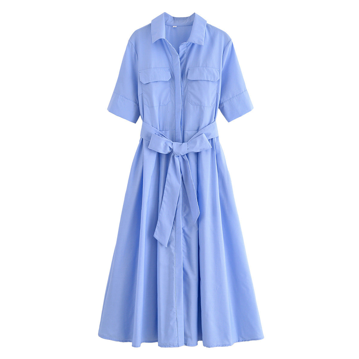 Short-sleeved elegant poplin dress