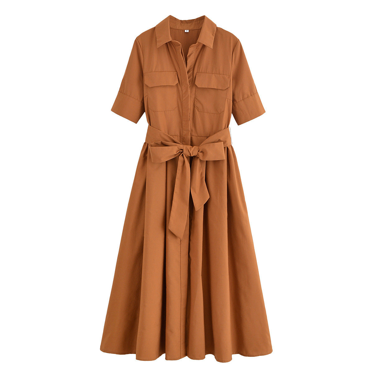 Short-sleeved elegant poplin dress