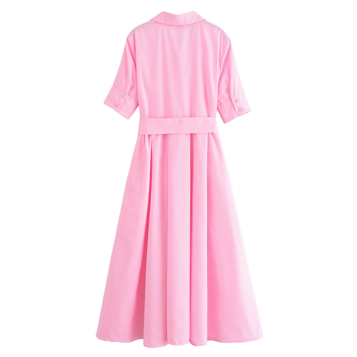 Short-sleeved elegant poplin dress