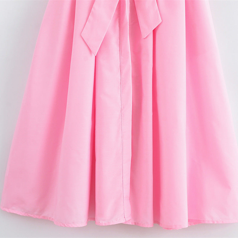 Short-sleeved elegant poplin dress