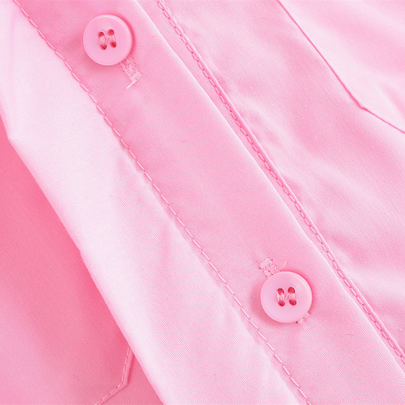 Short-sleeved elegant poplin dress