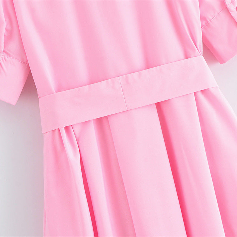Short-sleeved elegant poplin dress