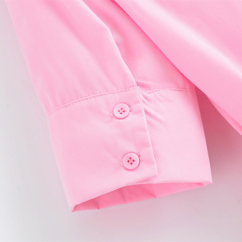 Short-sleeved elegant poplin dress