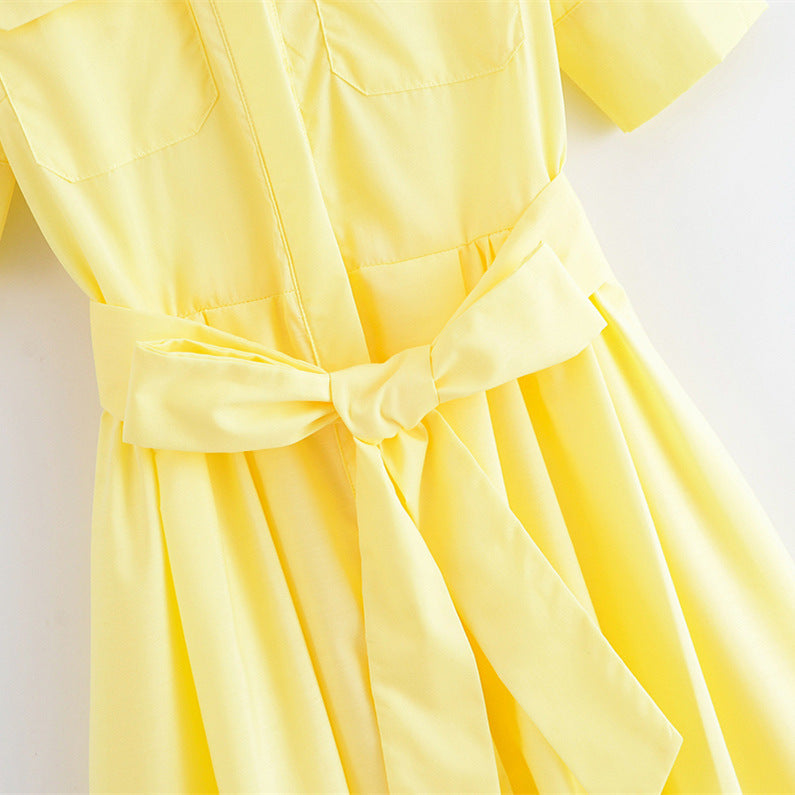 Short-sleeved elegant poplin dress
