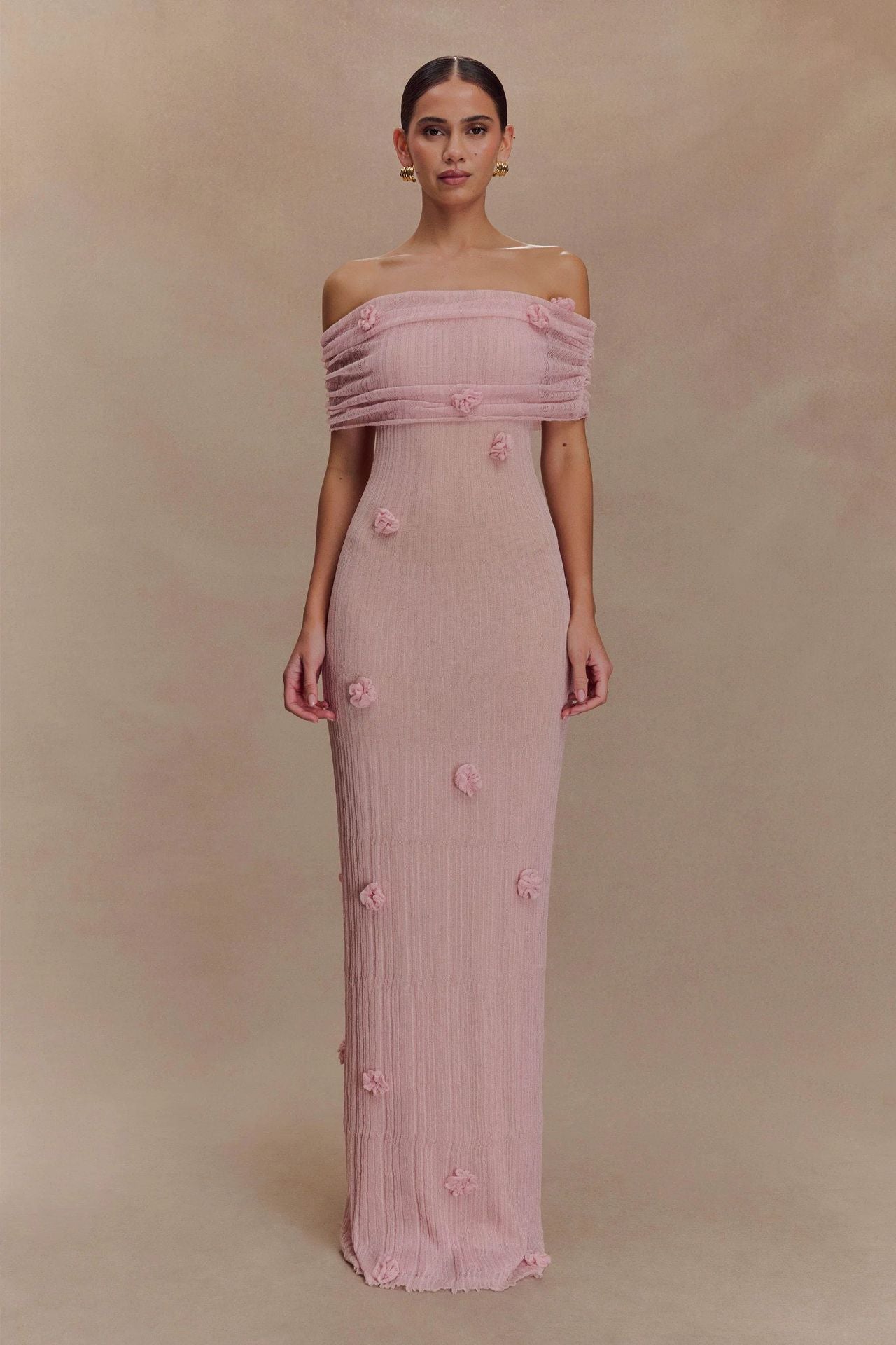 Women's slim-fitting three-dimensional flower hip skirt one-shoulder evening dress long skirt