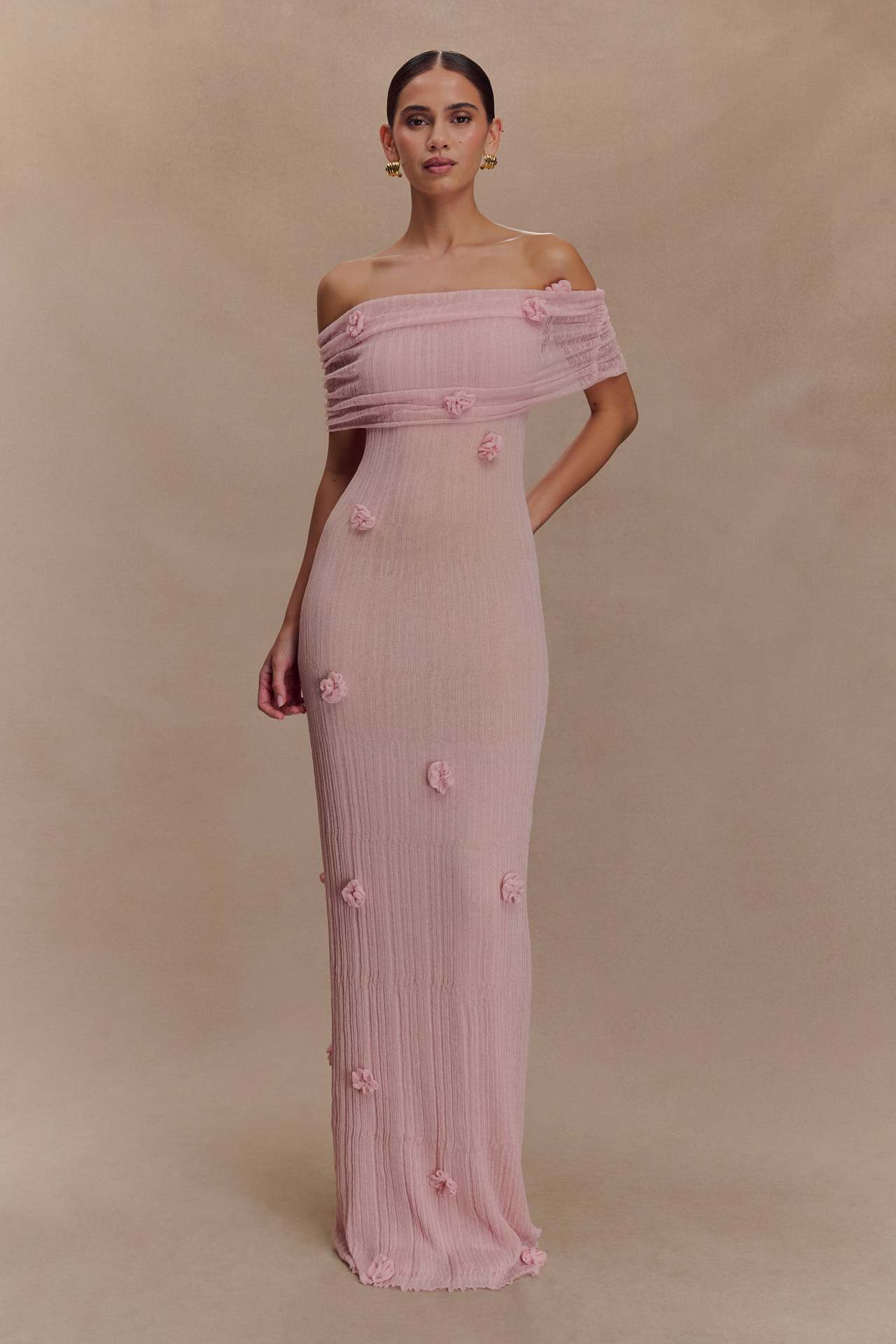 Women's slim-fitting three-dimensional flower hip skirt one-shoulder evening dress long skirt