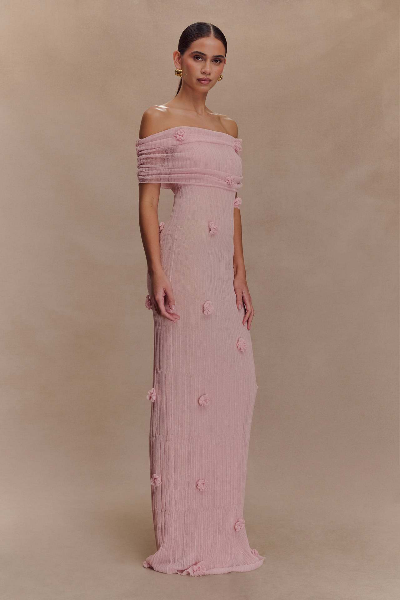 Women's slim-fitting three-dimensional flower hip skirt one-shoulder evening dress long skirt