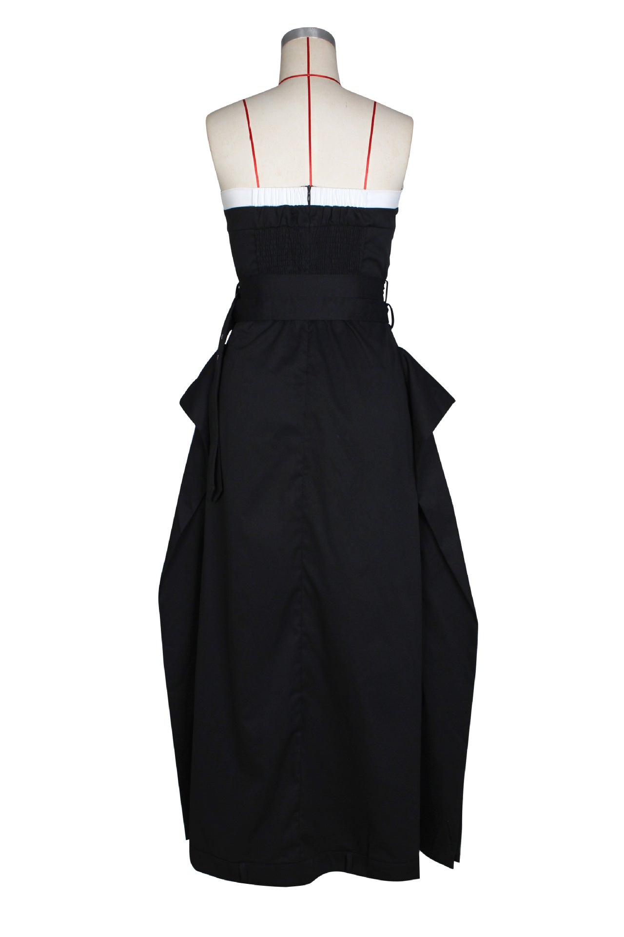 Single-breasted double-belt wrap dress with a wide skirt