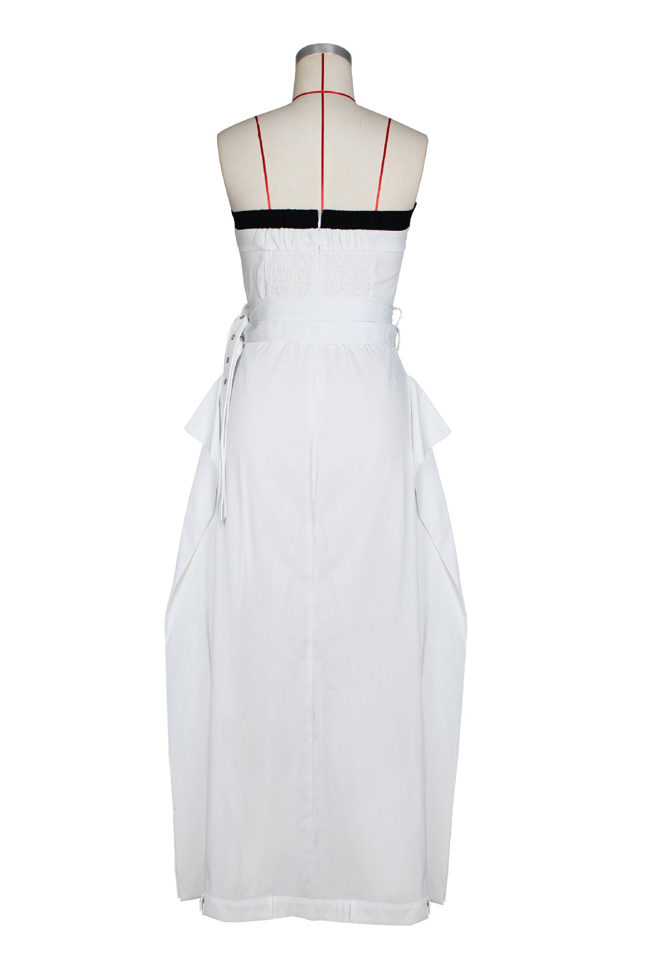 Single-breasted double-belt wrap dress with a wide skirt