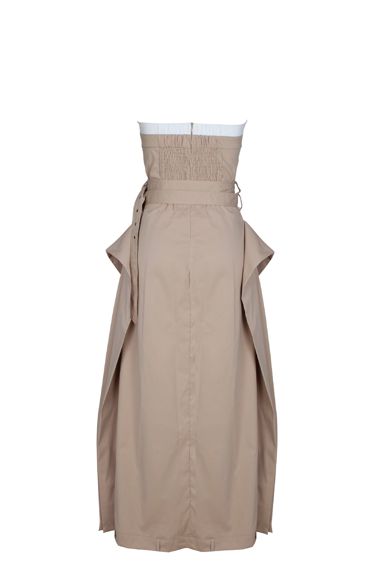 Single-breasted double-belt wrap dress with a wide skirt