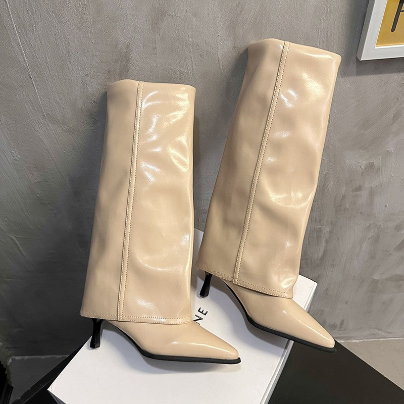 Slim high-heeled trouser boots