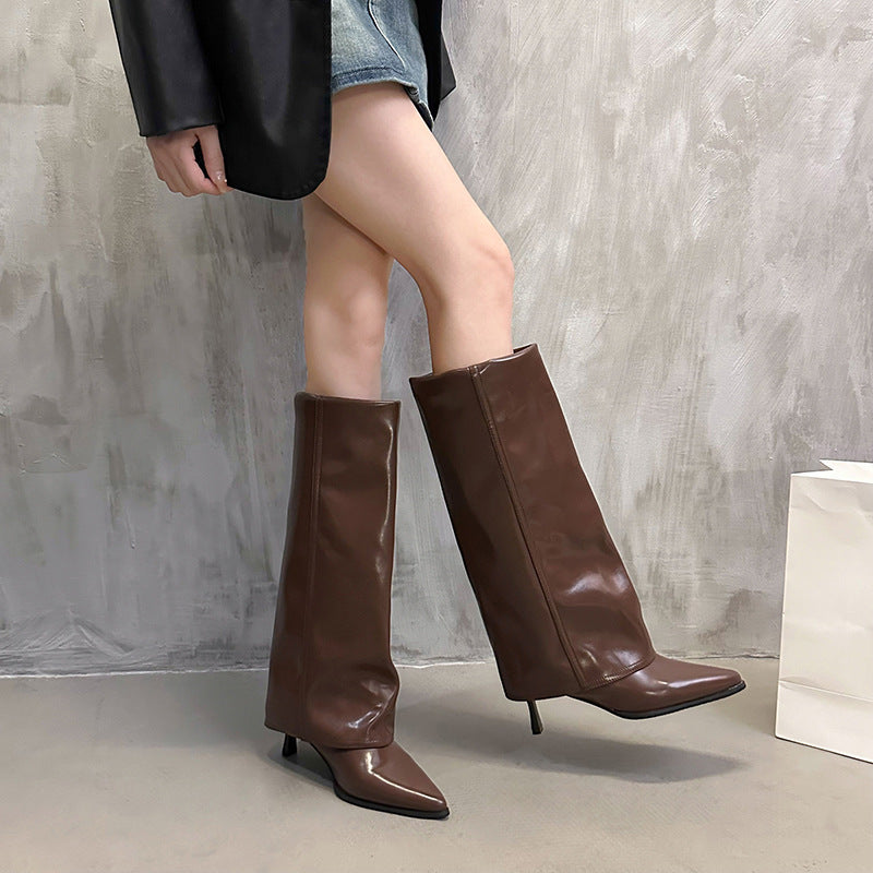 Slim high-heeled trouser boots