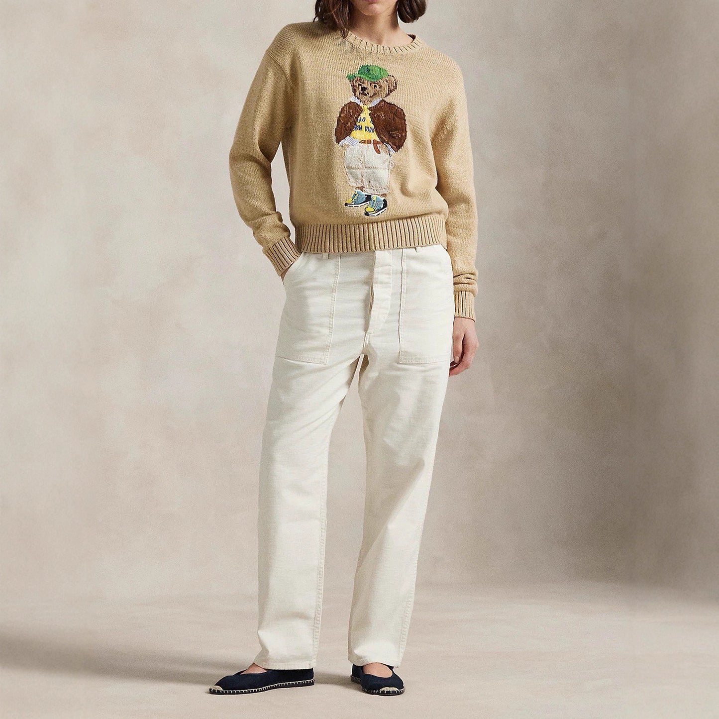 Retro classic heavy embroidery cartoon bear sweater
