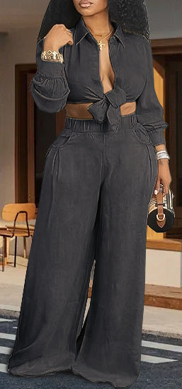 Long sleeve casual wide leg pants suit(Buy two and get free shipping!📣)