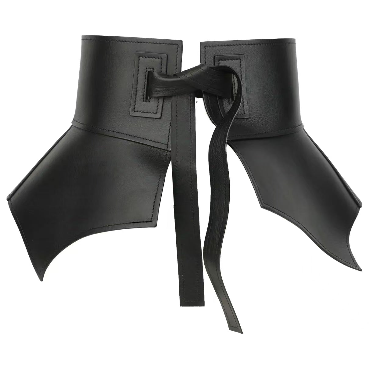 Black leather girdle belt