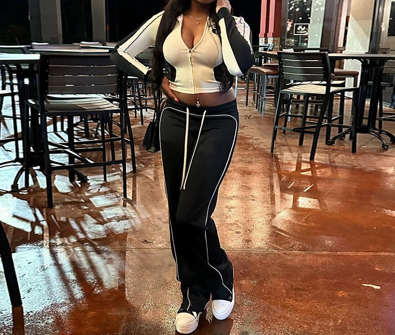 Gray stretch pants track suit