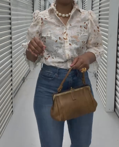 Leaf cutout sleeve shirt