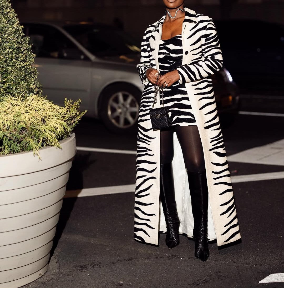 Zebra print long coat