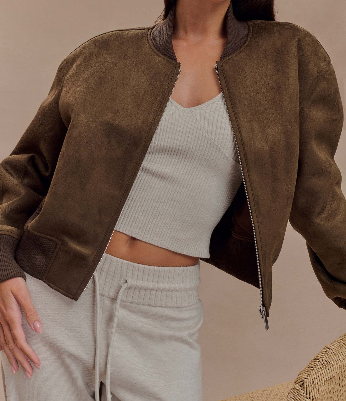 Suede bomber jacket