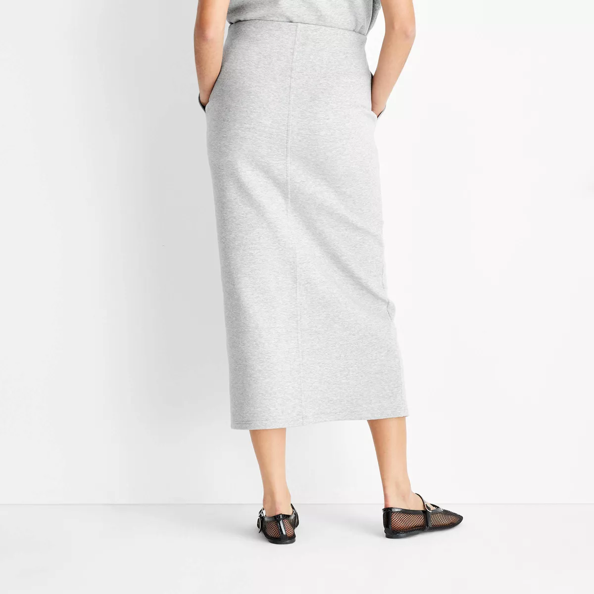 Vest + Front Slit Midi Skirt Set