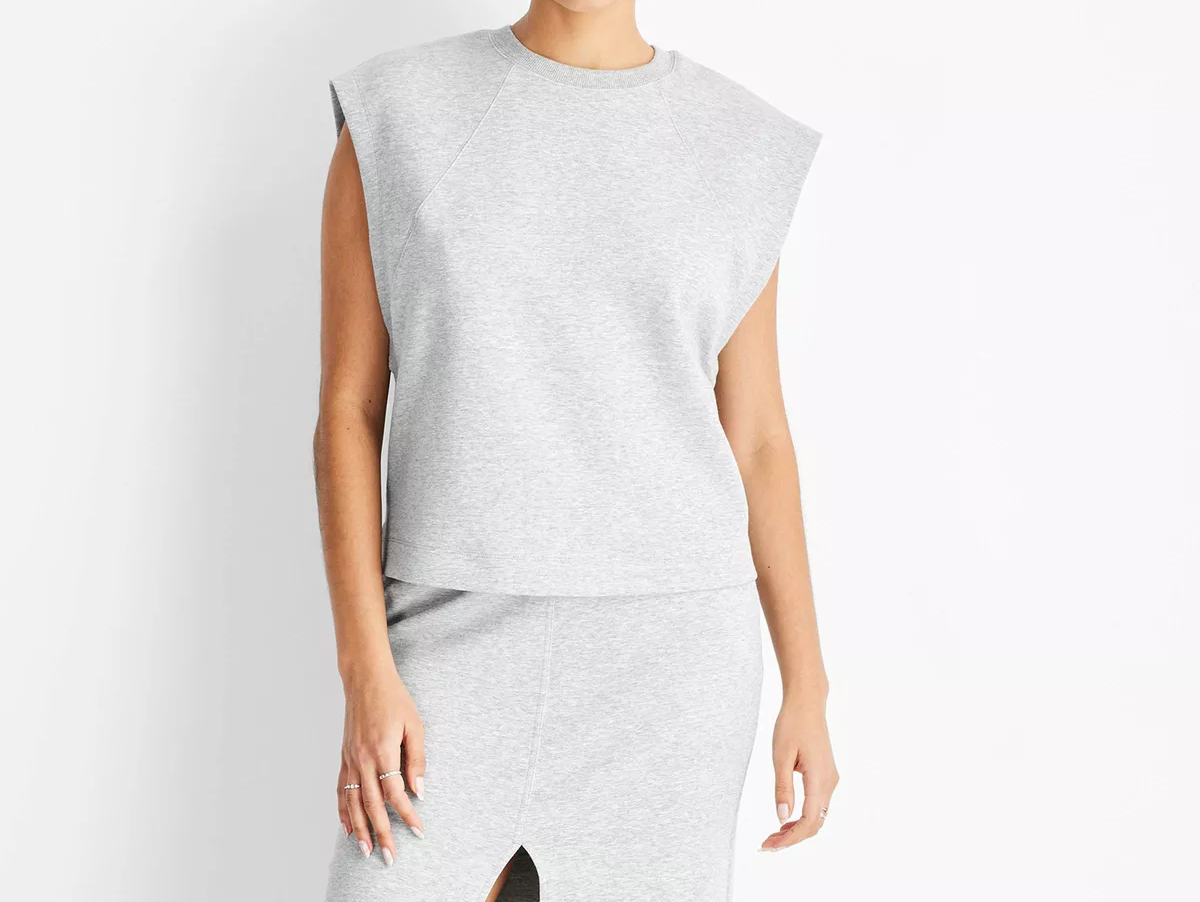 Vest + Front Slit Midi Skirt Set