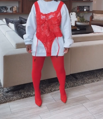 Lace panel oversized sweatshirt