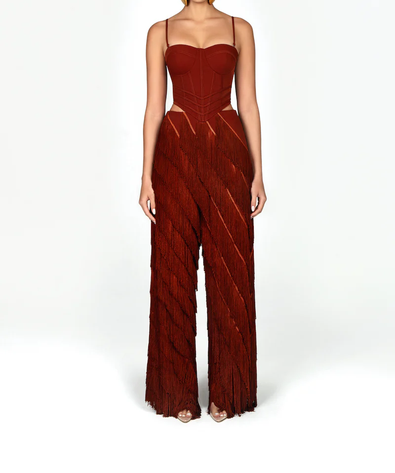 Layered Fringe Bodycon Set