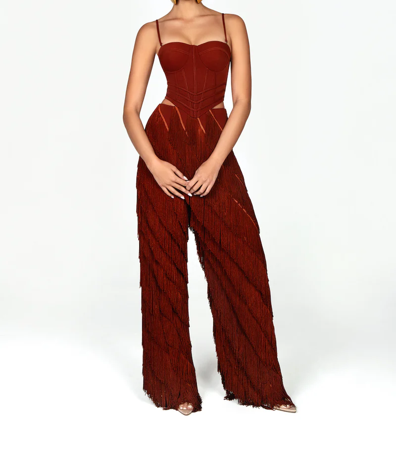 Layered Fringe Bodycon Set