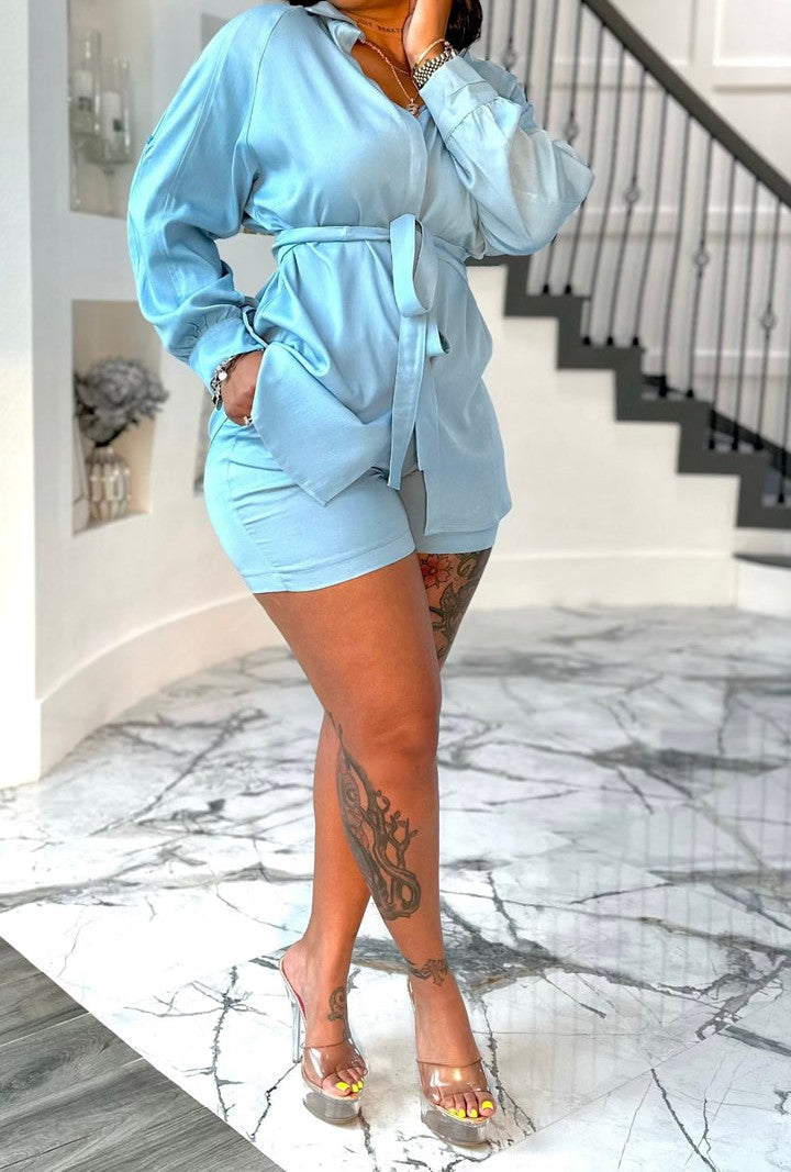Linen tie top and shorts set