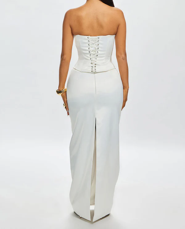 Pleated Corset Top - White