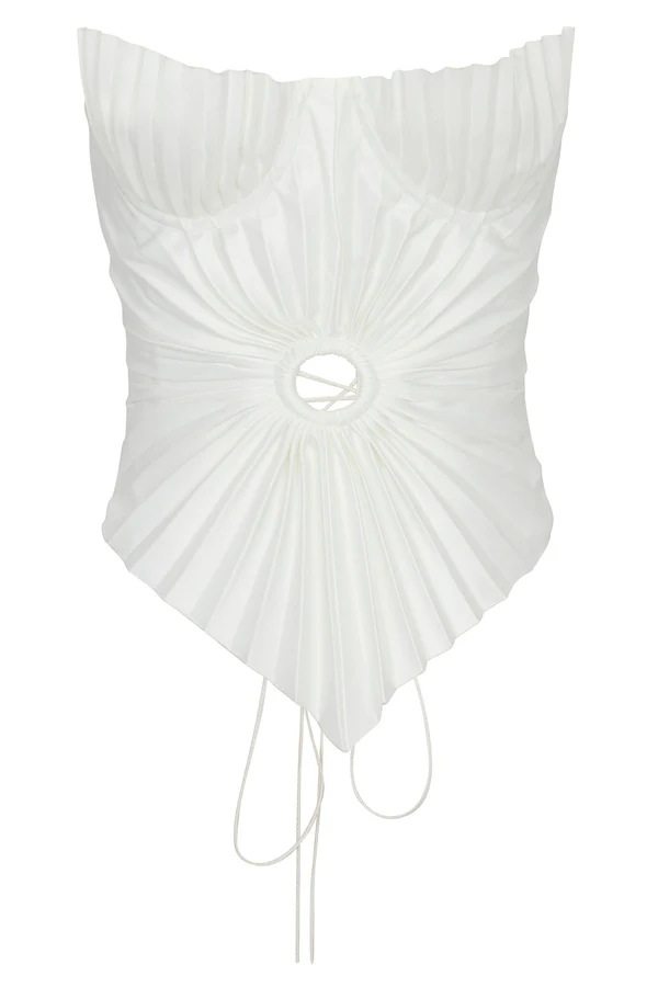 Pleated Corset Top - White