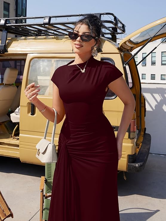 High slit solid color dress