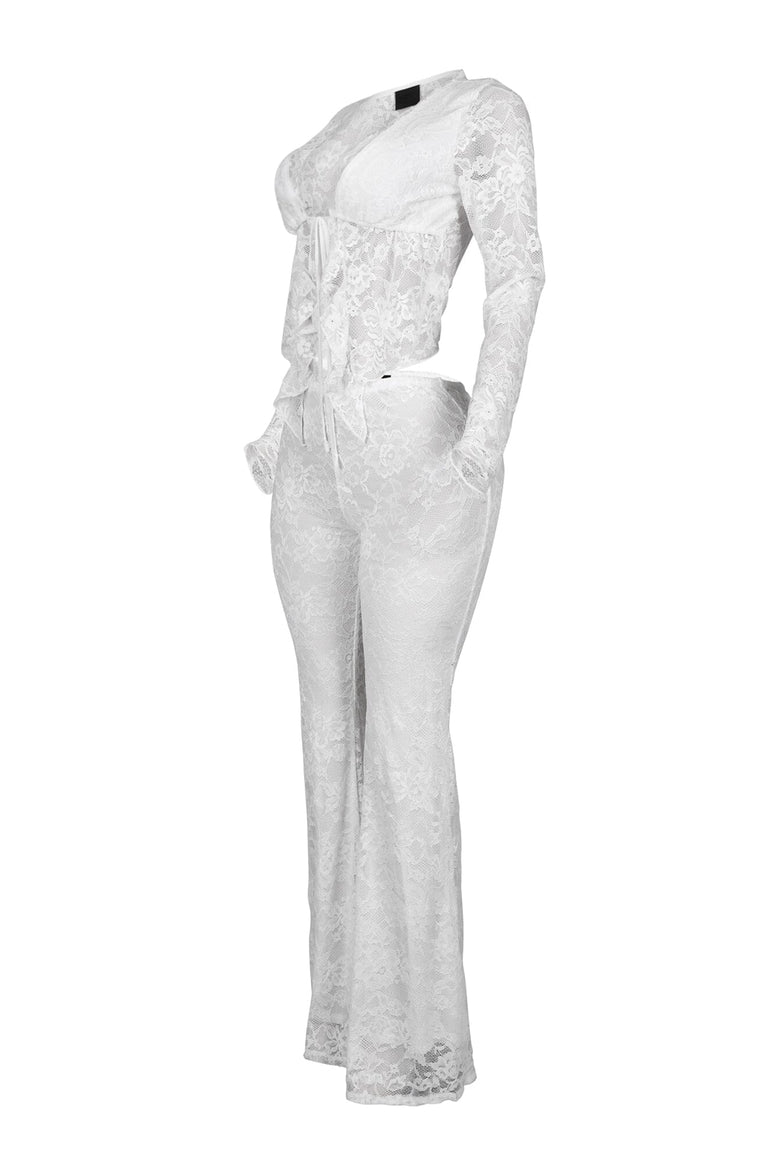 Lace Top & Wide Pants SET